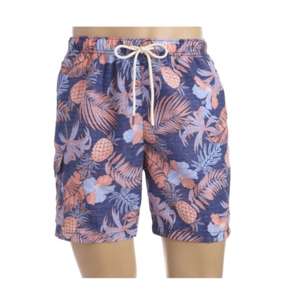 TOMMY BAHAMA Naples Midnight Coral Swim Trunk in Ocean Deep - Picture 1 of 11